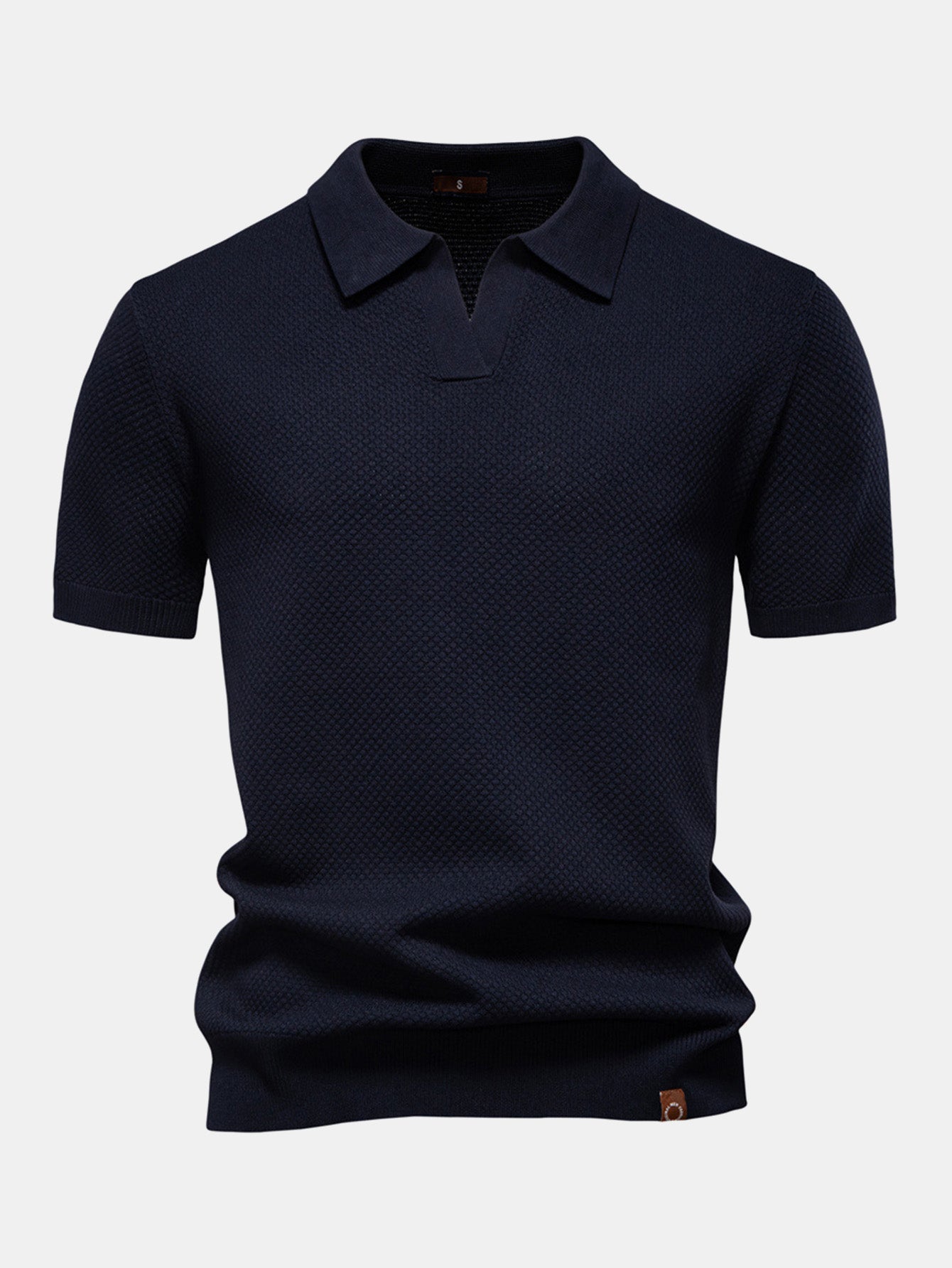 Pineapple Patterned Knit V-Neck Polo