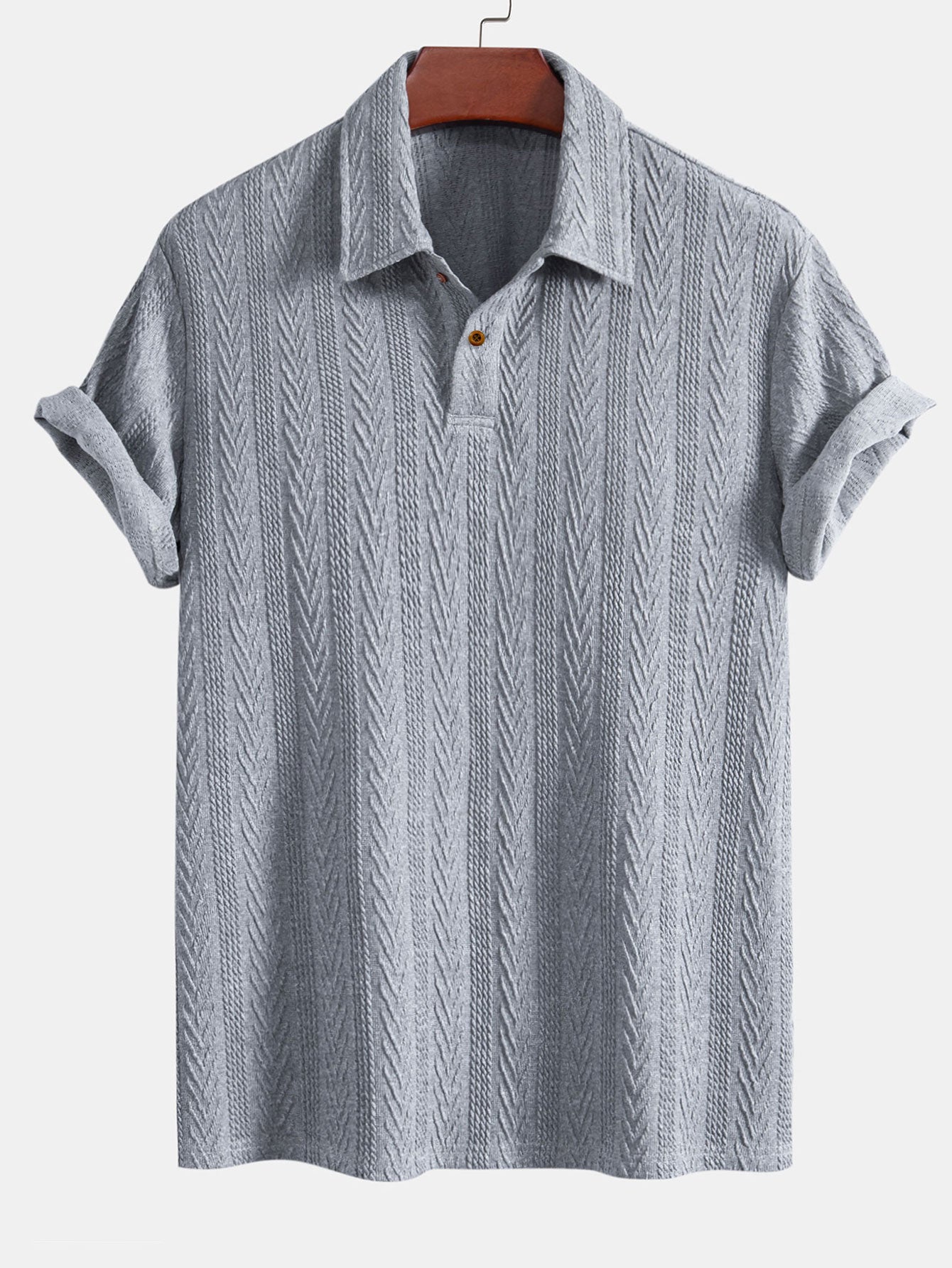 Short-Sleeved Jacquard Polo Shirt