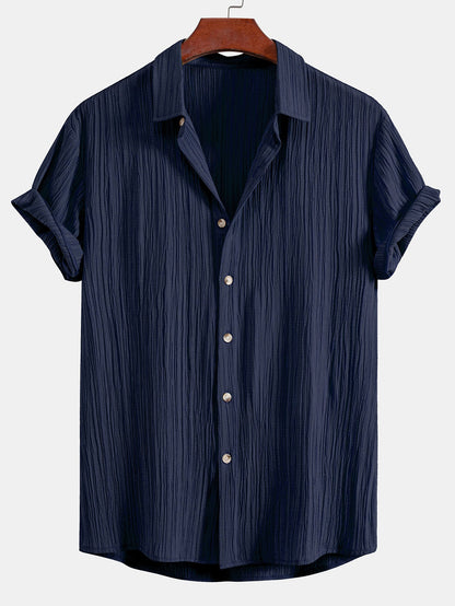 Textured Button-Up Shirt with Wrinkle Finish