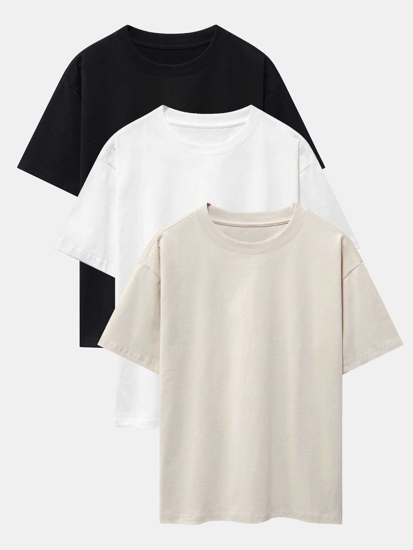 Set of 3 Heavyweight Oversized Drop Shoulder T-Shirts