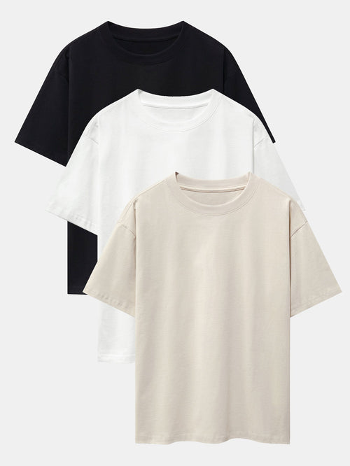 Set of 3 Heavyweight Oversized Drop Shoulder T-Shirts