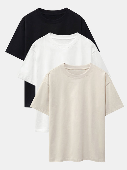 Set of 3 Heavyweight Oversized Drop Shoulder T-Shirts