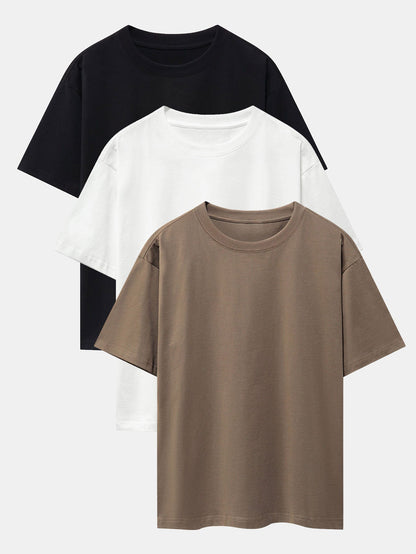 Set of 3 Heavyweight Oversized Drop Shoulder T-Shirts