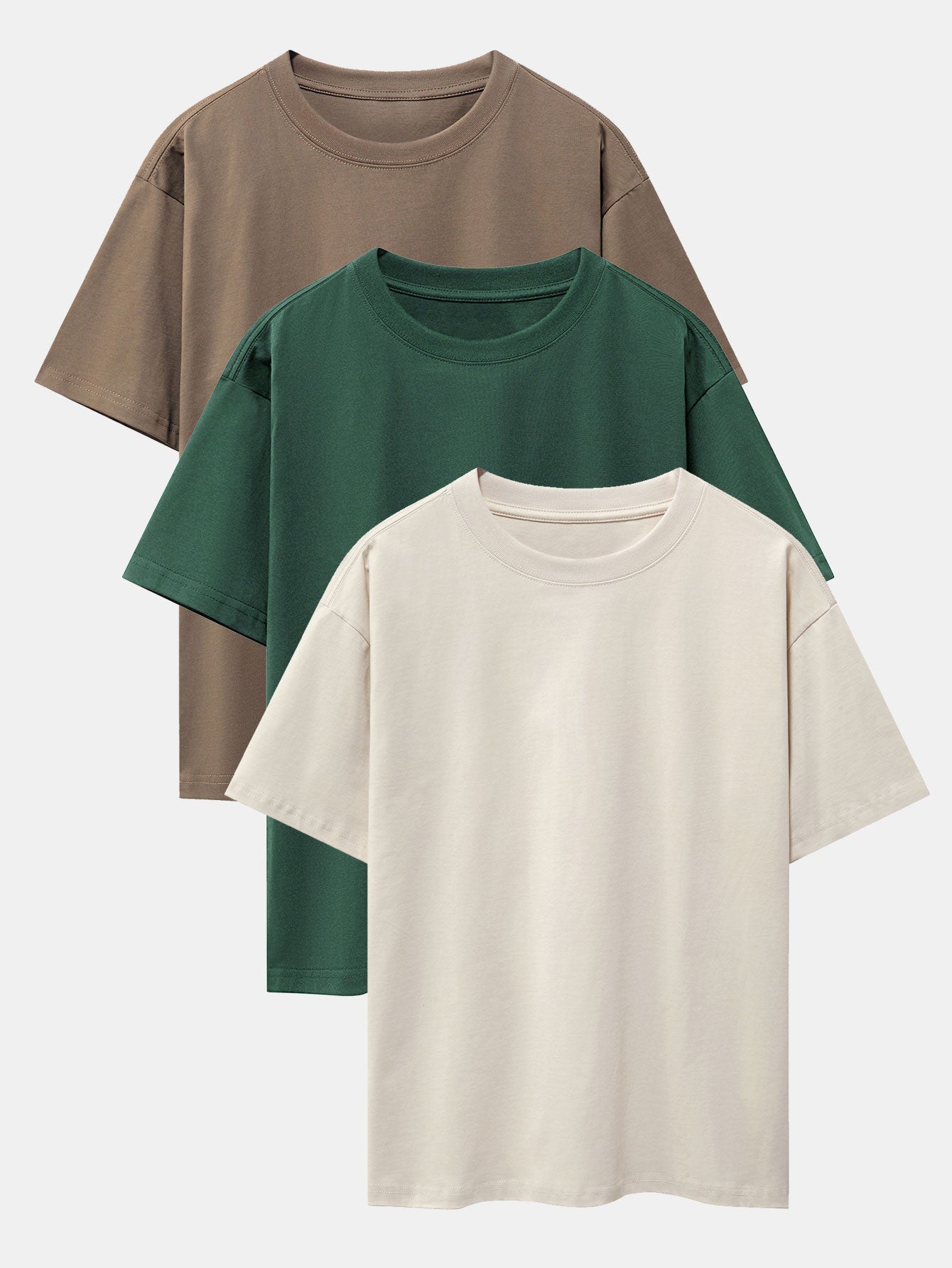 Set of 3 Heavyweight Oversized Drop Shoulder T-Shirts