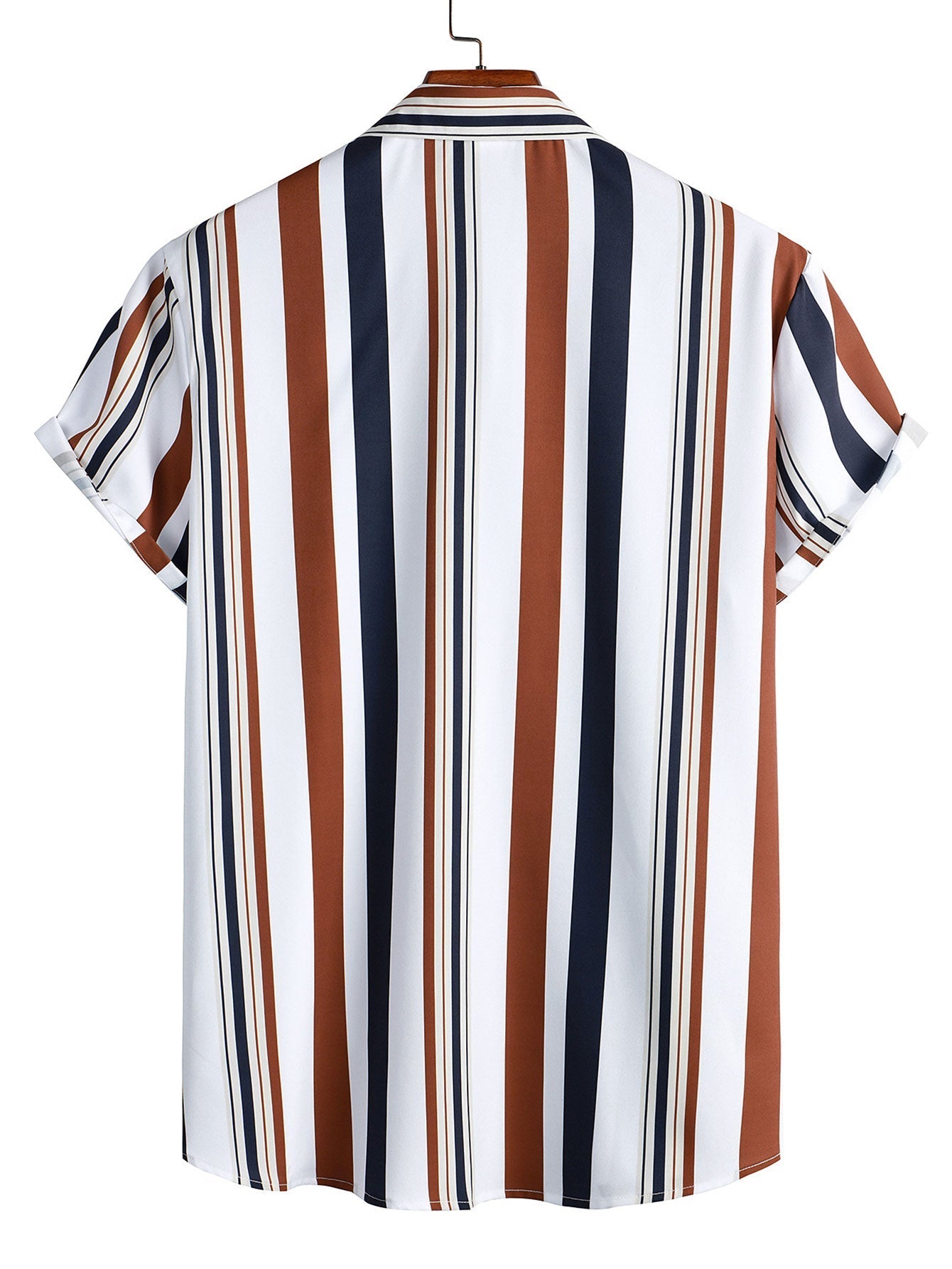 Striped Print Shirt and Swim Shorts Set
