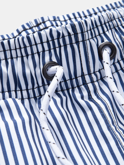 Button-Up Shirt with Palm Tree Print & Striped Swim Shorts