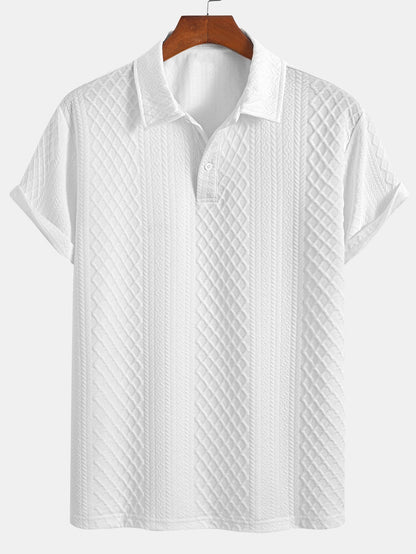 Geometric Diamond Pattern Polo and Shorts Set