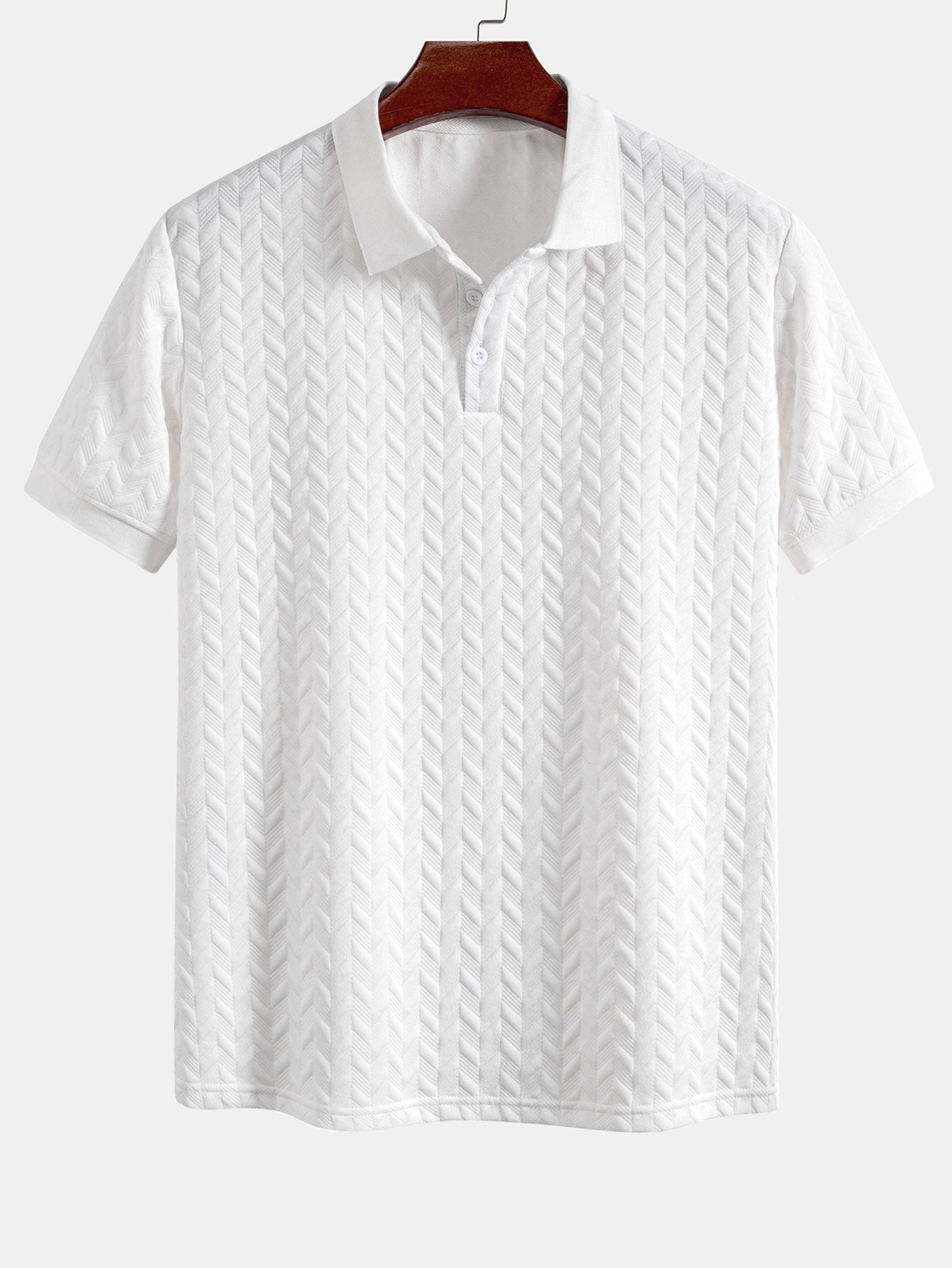 Geometric Pattern Jacquard Polo Shirt