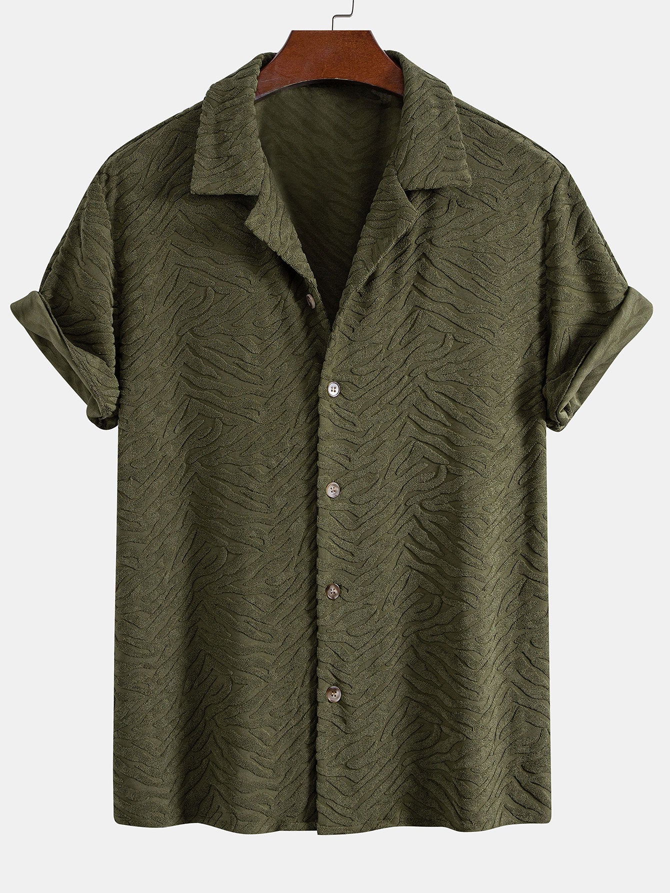 Cuban Shirt and Shorts Set with Animal Texture Terry