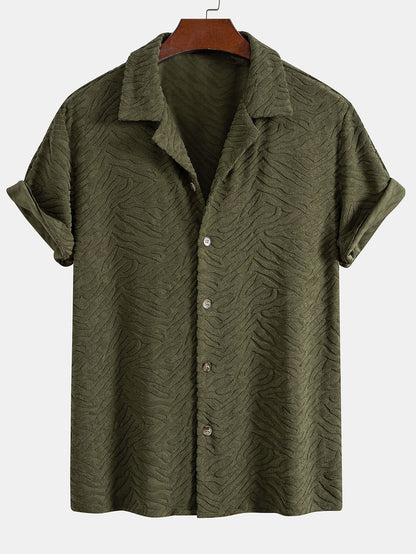 Cuban Shirt and Shorts Set with Animal Texture Terry