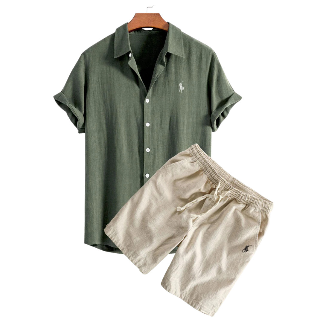 Ralph Lauren™ Luxury Linen Shirt and Shorts Ensemble