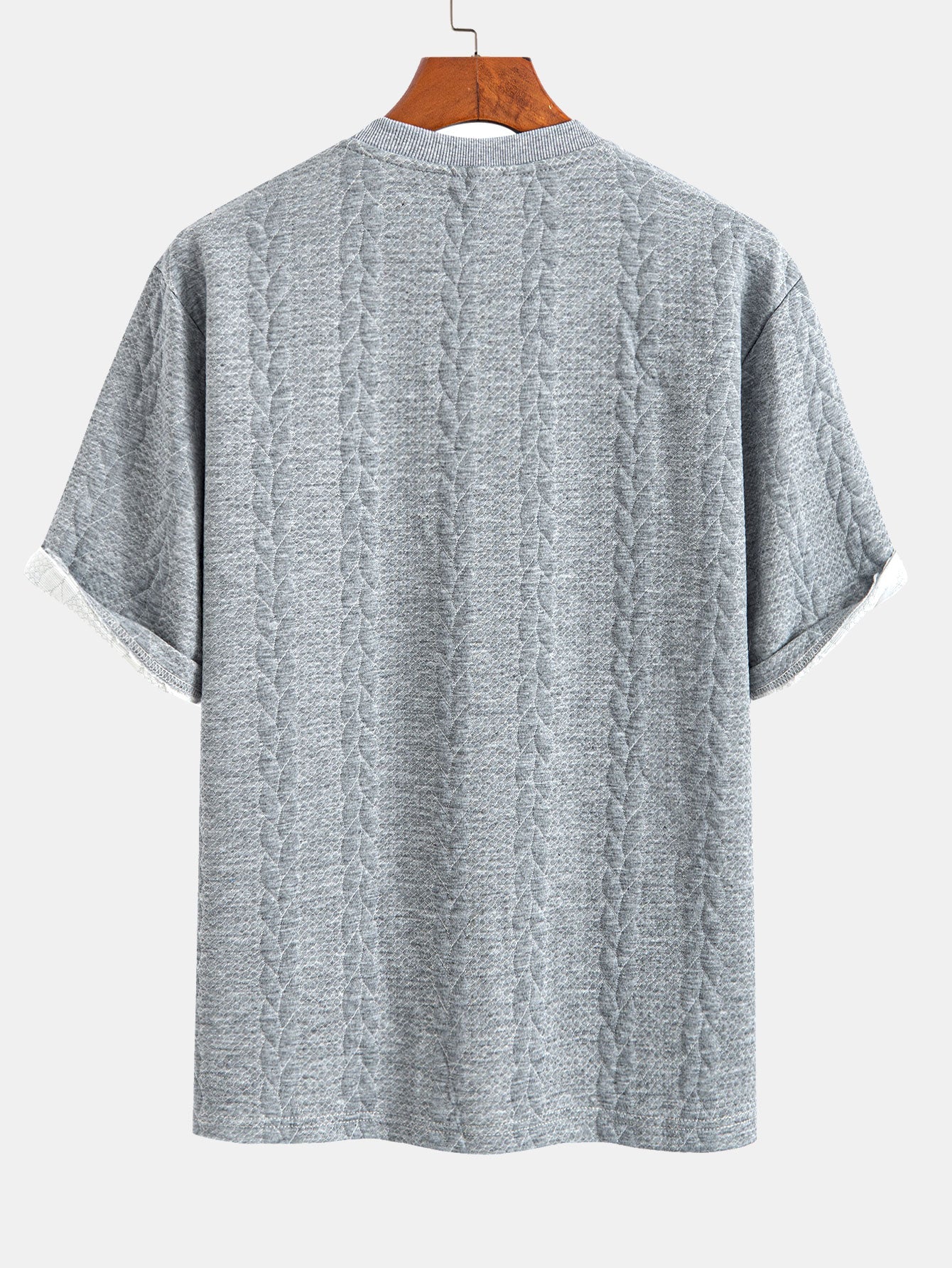 Relaxed Fit Mid-Length Sleeve Twisted Jacquard Tee & Shorts Set