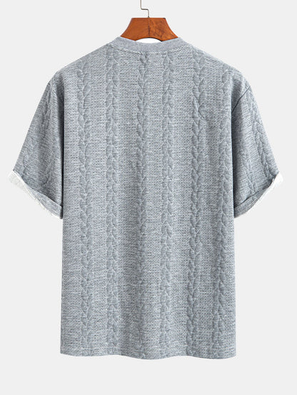 Relaxed Fit Mid-Length Sleeve Twisted Jacquard Tee & Shorts Set