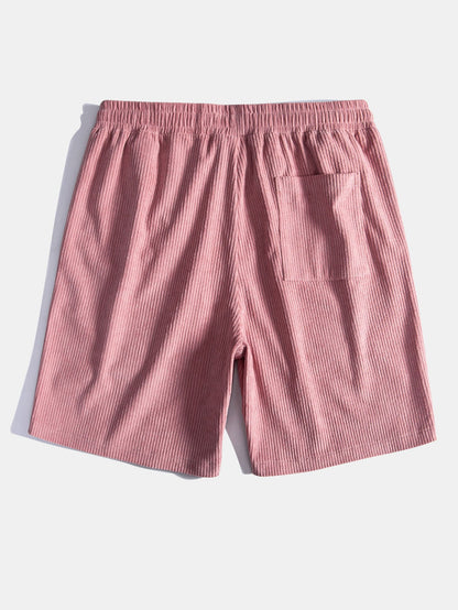 Corduroy Cuban Shirt and Shorts Set with Short Sleeves