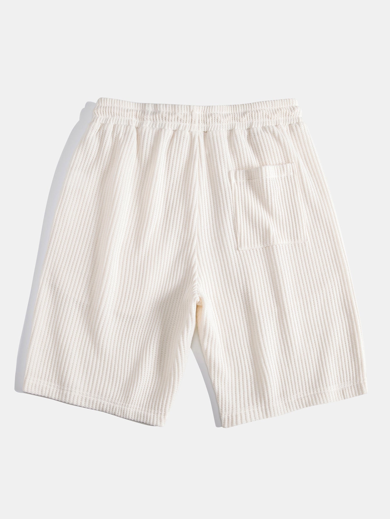 Short Sleeve Waffle V-Neck Polo with Matching Drawstring Knitted Waffle Shorts