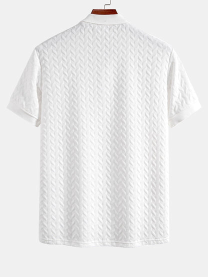 Geometric Pattern Jacquard Polo Shirt