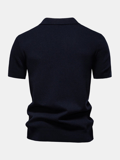Pineapple Patterned Knit V-Neck Polo