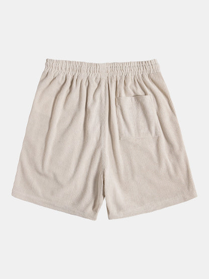 Short-Sleeve Corduroy Button-Up Shirt with Matching Shorts