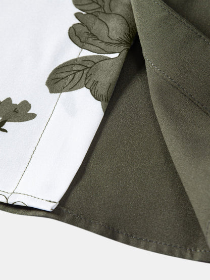 Button-Up Shirt with Floral Patchwork Design
