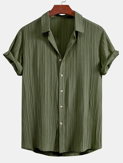 Textured Button-Up Shirt with Wrinkle Finish