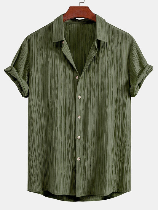 Textured Button-Up Shirt with Wrinkle Finish
