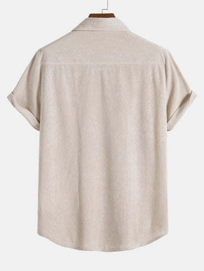 Short Sleeve Corduroy Button-Up Shirt