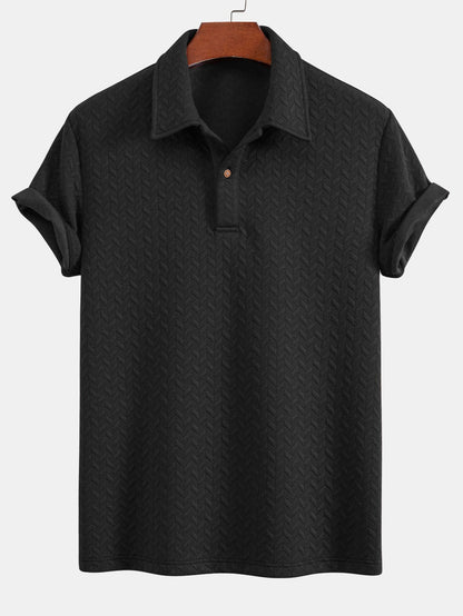 Short Sleeve Jacquard Texture Polo Shirt