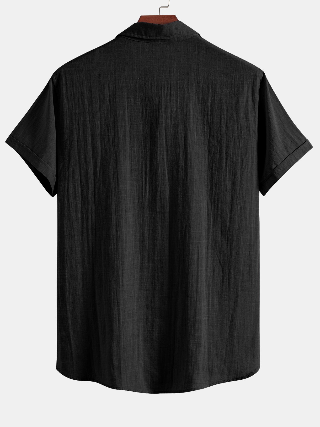 Short Sleeve Polo Shirt with Linen Look and Collar