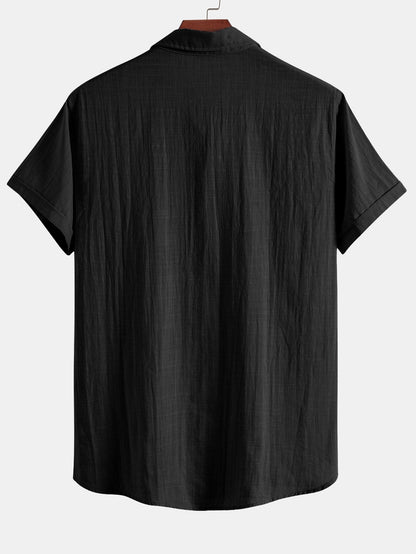 Short Sleeve Polo Shirt with Linen Look and Collar