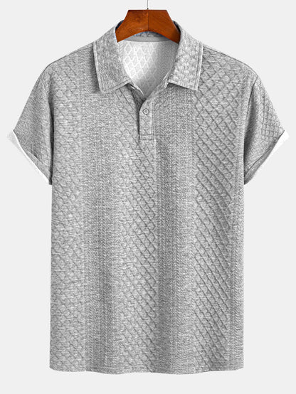Geometric Diamond Pattern Polo and Shorts Set