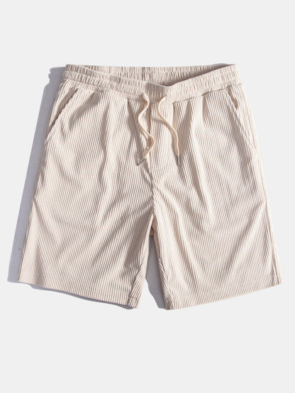 Corduroy Cuban Shirt and Shorts Set with Short Sleeves
