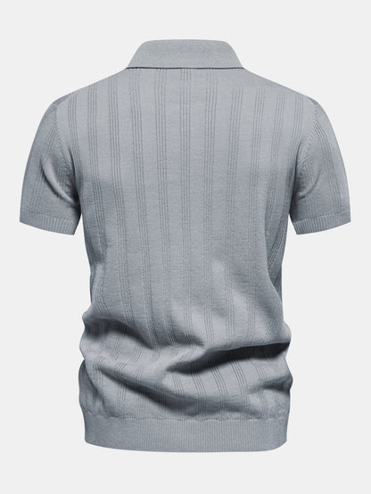 Striped Knit Polo Tee