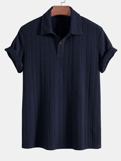 Short-Sleeved Jacquard Polo Shirt