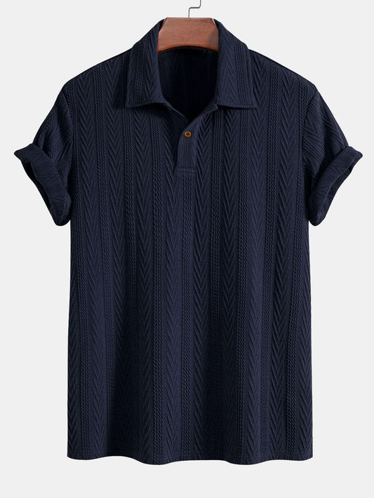 Short-Sleeved Jacquard Polo Shirt