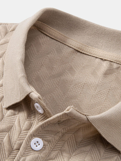 Geometric Pattern Jacquard Polo Shirt