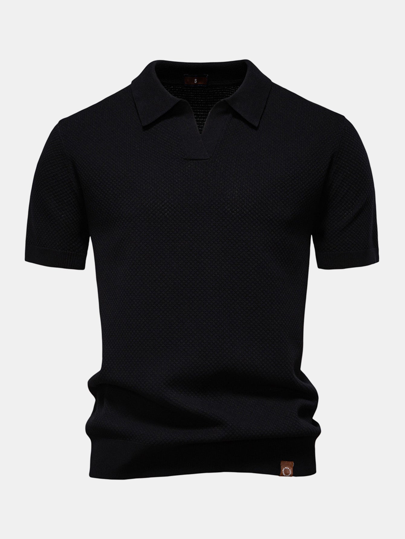 Pineapple Patterned Knit V-Neck Polo