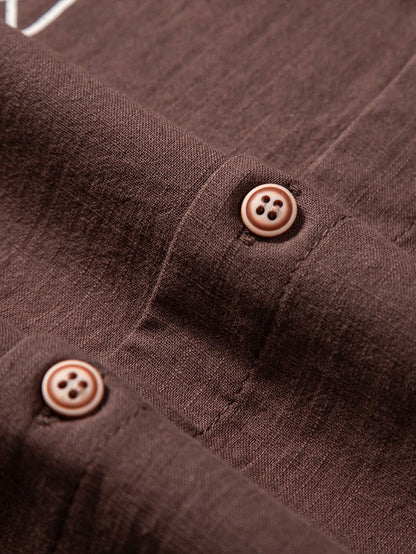 Geometric Patterned Linen-Style Shirt
