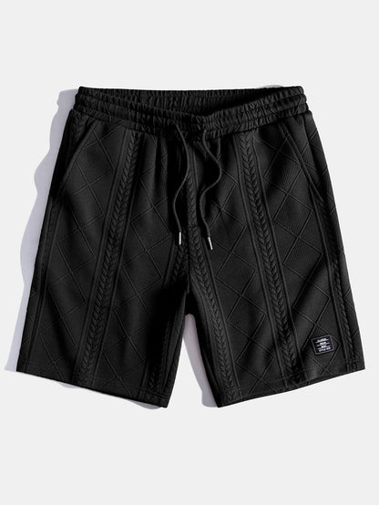 Geometric Jacquard Short Sleeve T-Shirt with Arc Hem & Matching Shorts