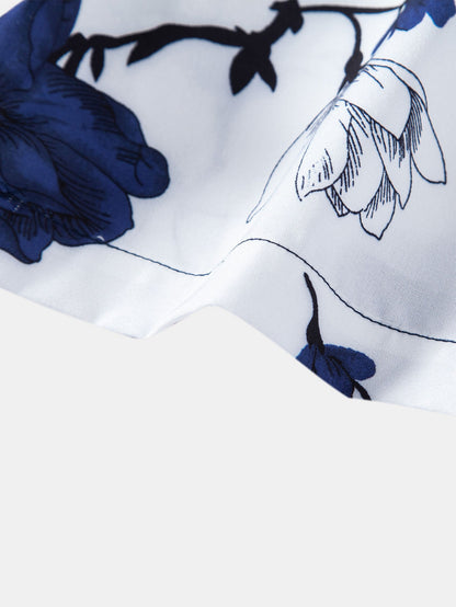 Button-Up Shirt with Floral Patchwork Design