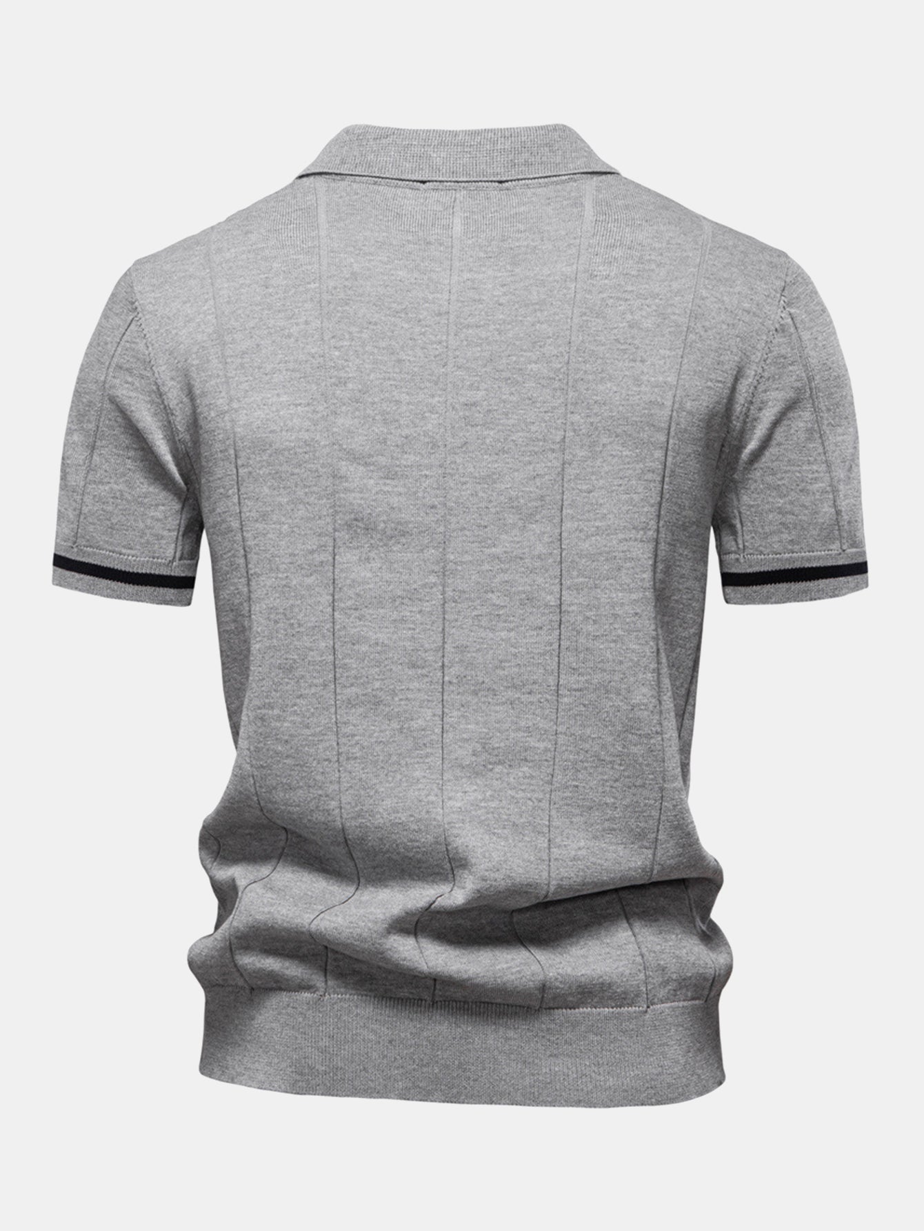 Zipper Knit Polo Shirt with Contrast Trim