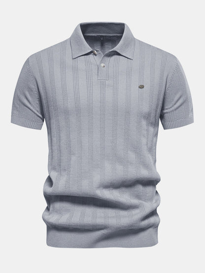 Striped Knit Polo Tee