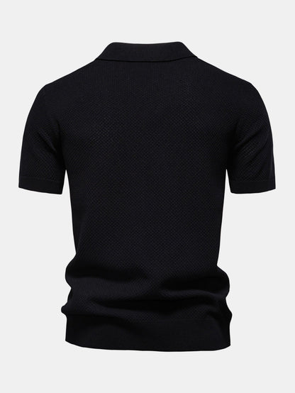 Pineapple Patterned Knit V-Neck Polo