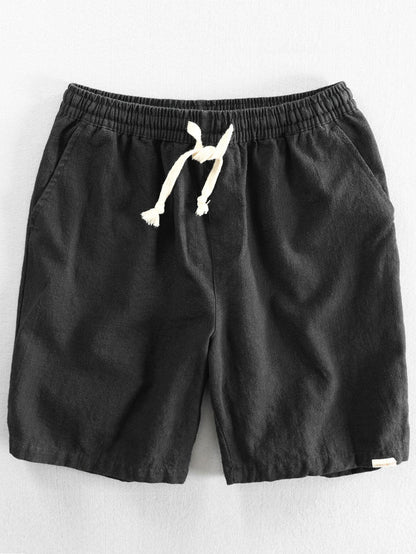 Drawstring Shorts in Linen-Cotton Blend