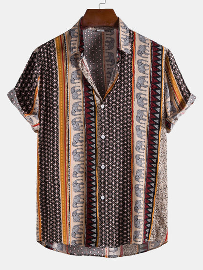 Geometric Elephant Print Shirt
