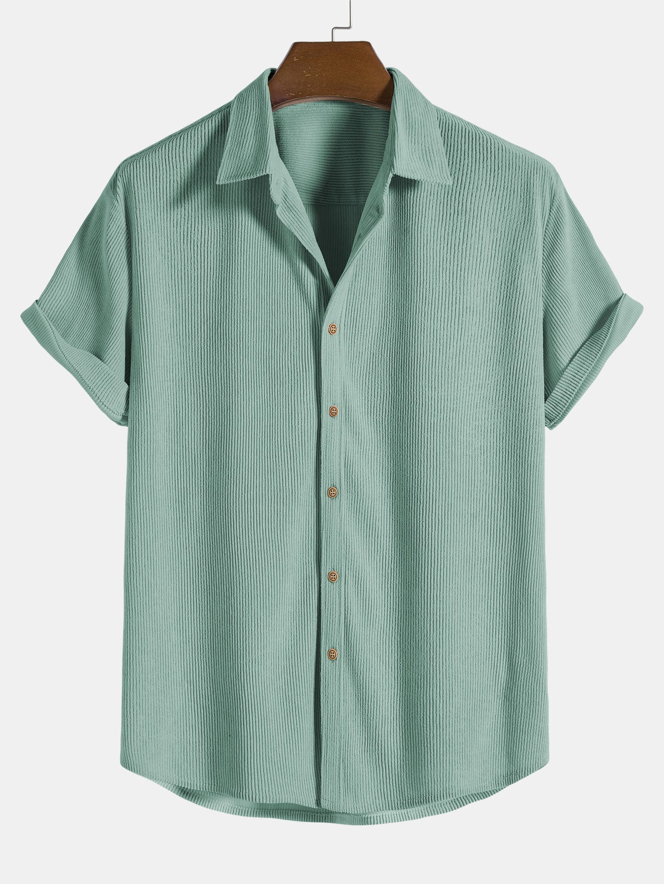 Short Sleeve Corduroy Button-Up Shirt