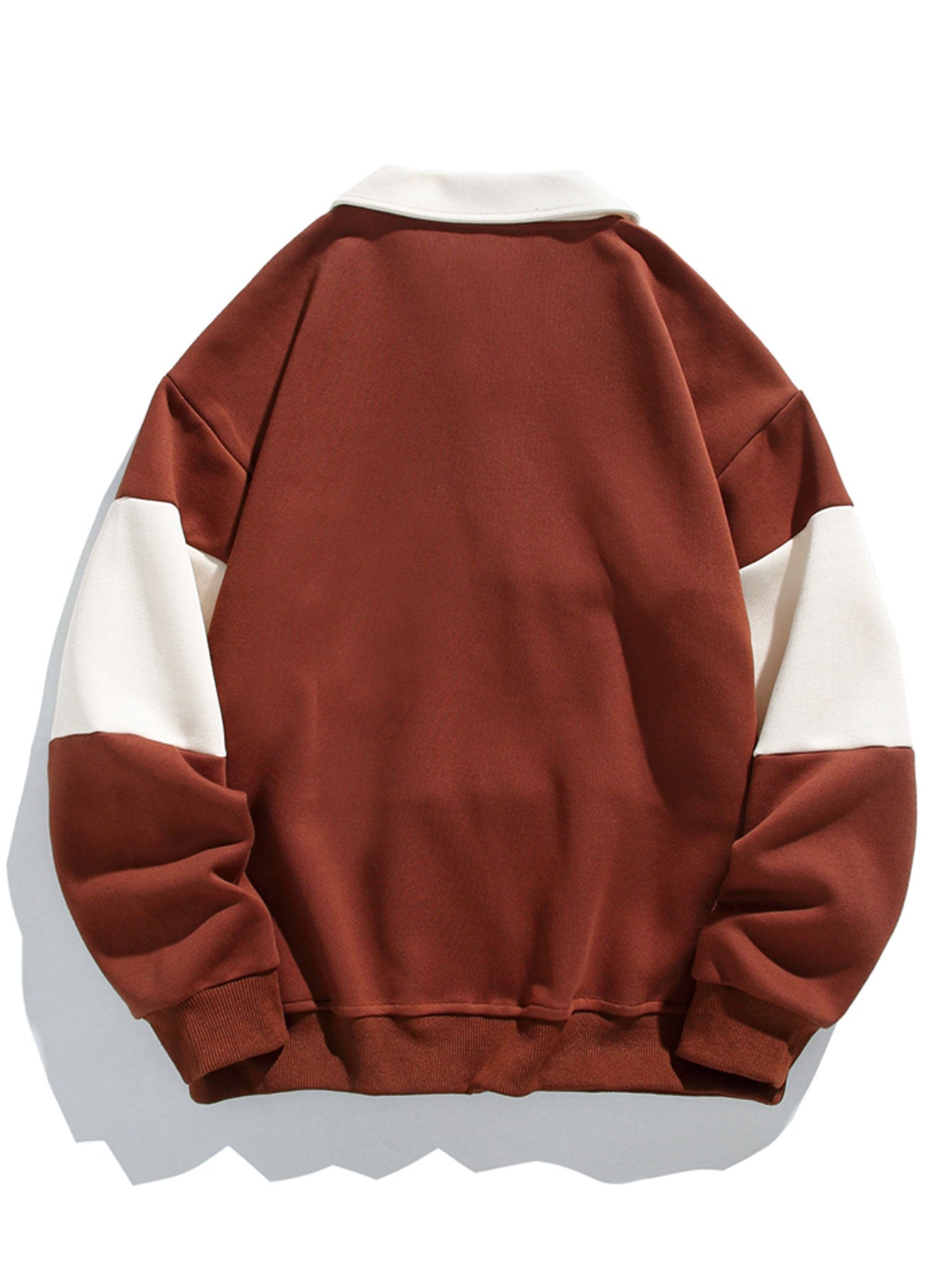 Color Block Patchwork Polo Sweatshirt in Relaxed Fit