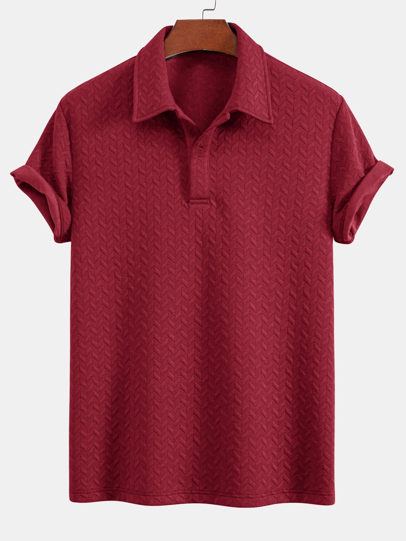 Geometric Jacquard Polo Shirt and Shorts Set