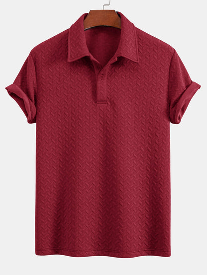 Geometric Jacquard Polo Shirt and Shorts Set