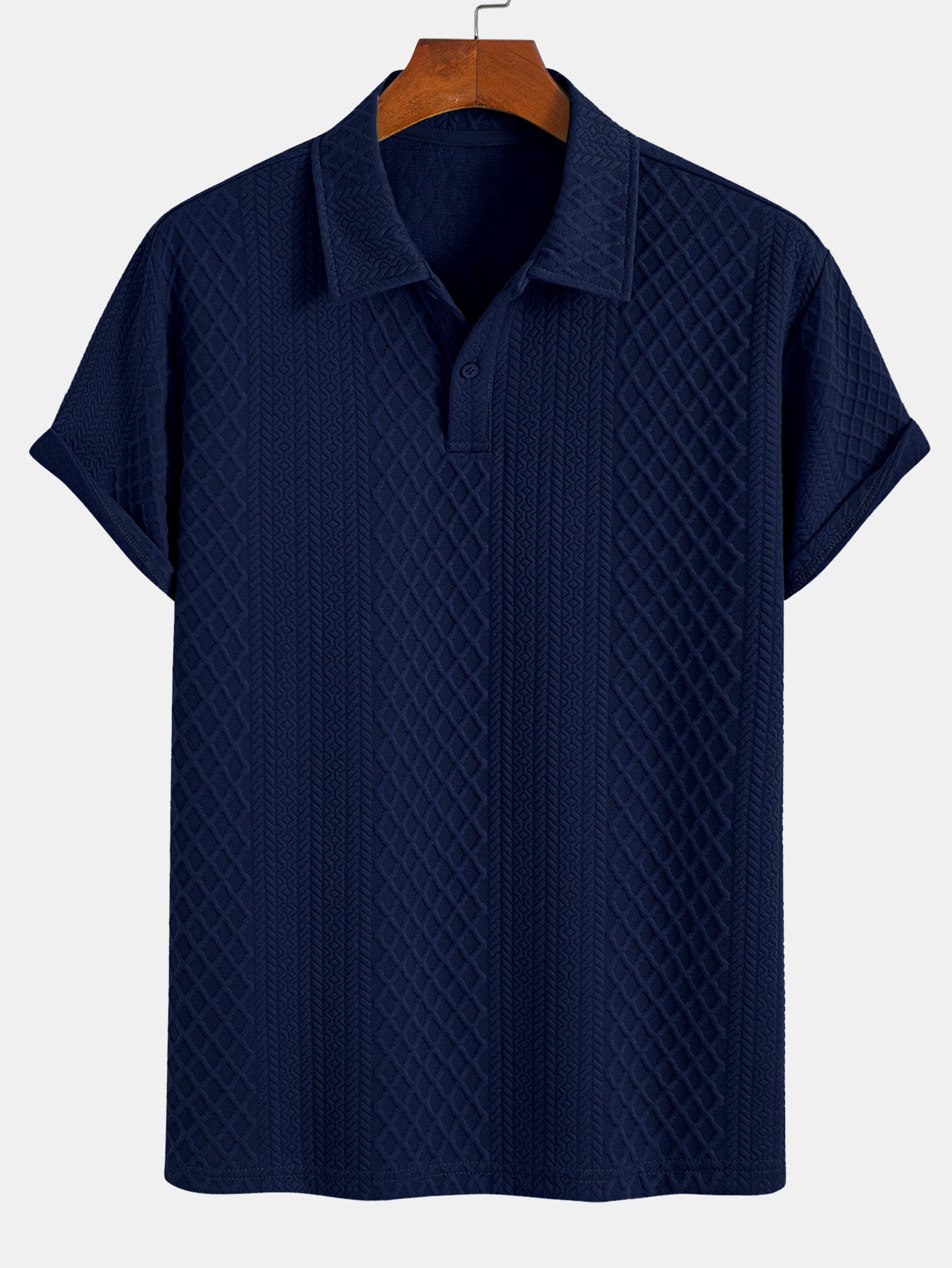Geometric Diamond Pattern Polo and Shorts Set