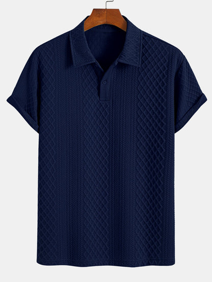 Geometric Diamond Pattern Polo and Shorts Set